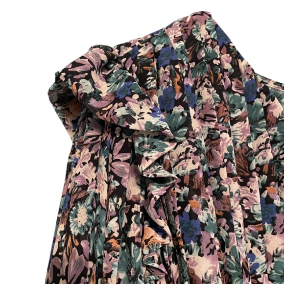 NWT Endless Rose Ruffle Pleated Floral Romper Long Sleeve Sash Belt Size M - Picture 2 of 10